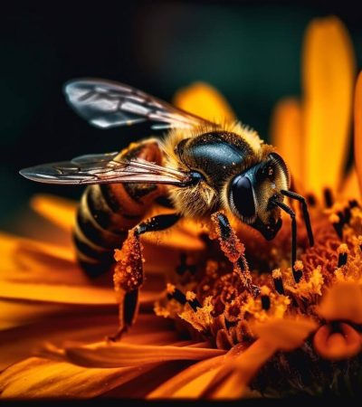 Honey bee close up